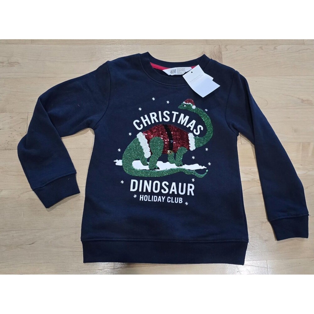 H&M Boys Dinosaur Christmas Holiday Sweatshirt  5/6